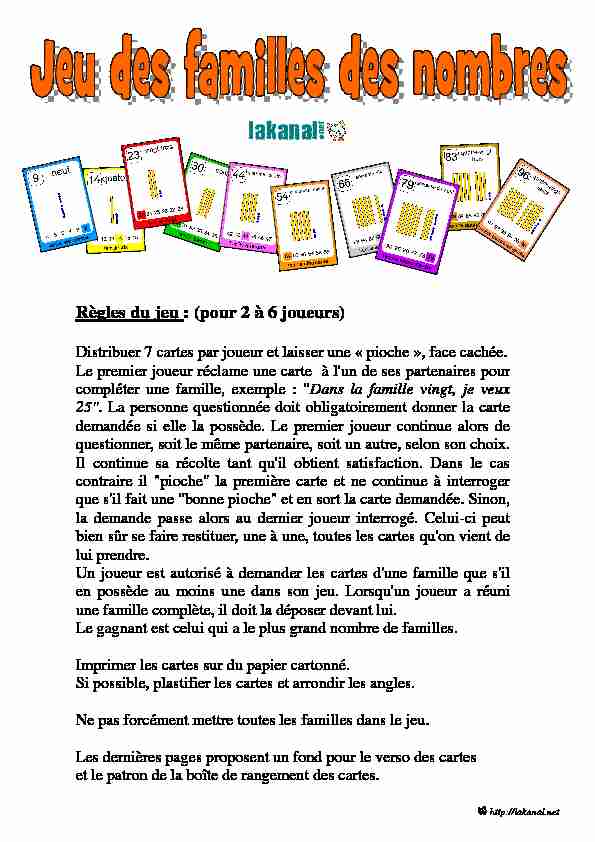 [PDF] jeu des familles des nombres - Lakanalnet