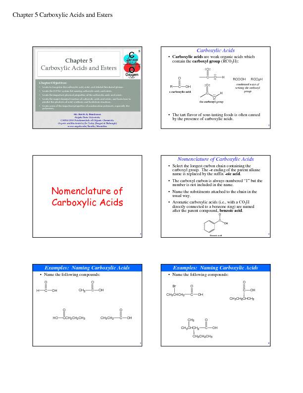 Nomenclature of Carboxylic Acids