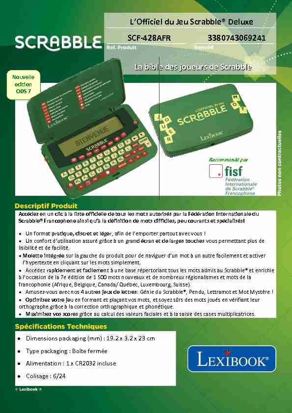 LOfficiel du Jeu Scrabble® Deluxe SCF-428AFR 3380743069241