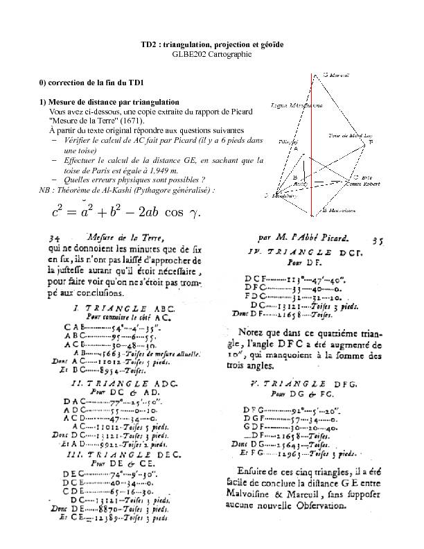 [PDF] TD2 : triangulation, projection et géoïde GLBE202  - Moodle UM