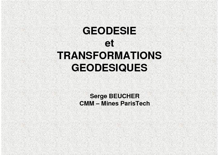 GEODESIE et TRANSFORMATIONS GEODESIQUES