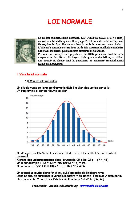 [PDF] LOI NORMALE - maths et tiques
