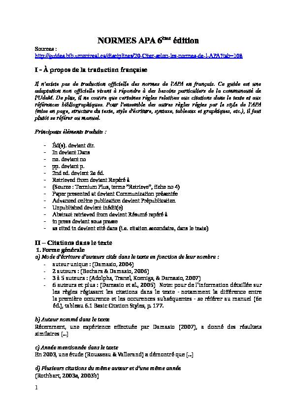[PDF] NORMES APA 6ème édition