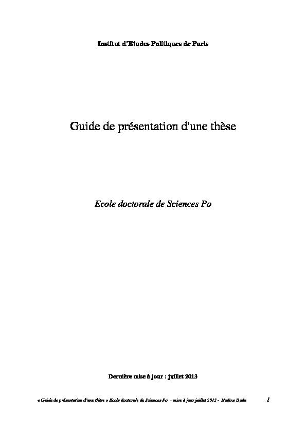 Guide de présentation dune thèse - Paris