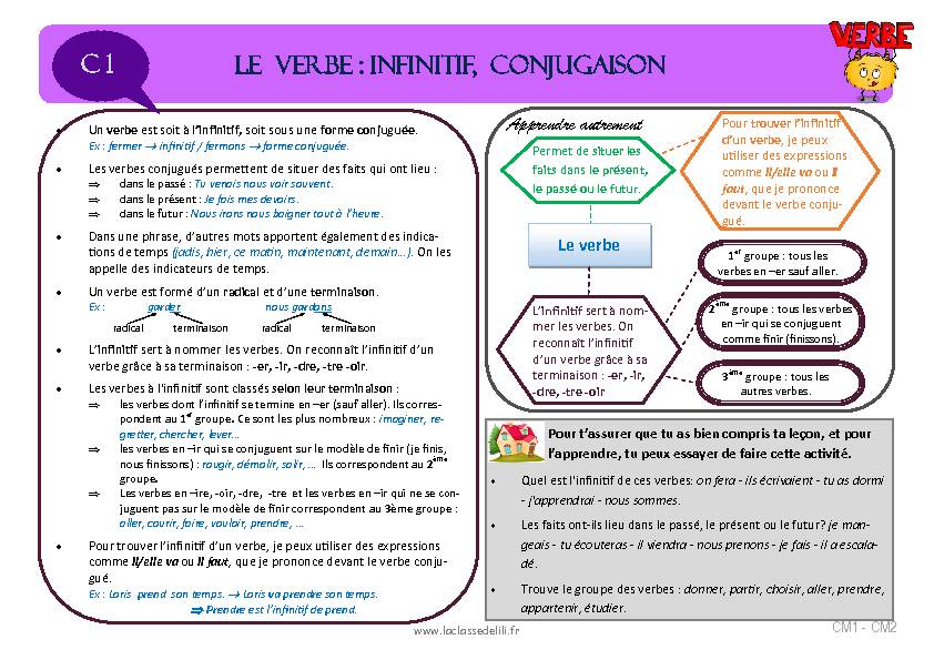 Searches related to trouver l infinitif d un verbe conjugué cm1 filetype:pdf