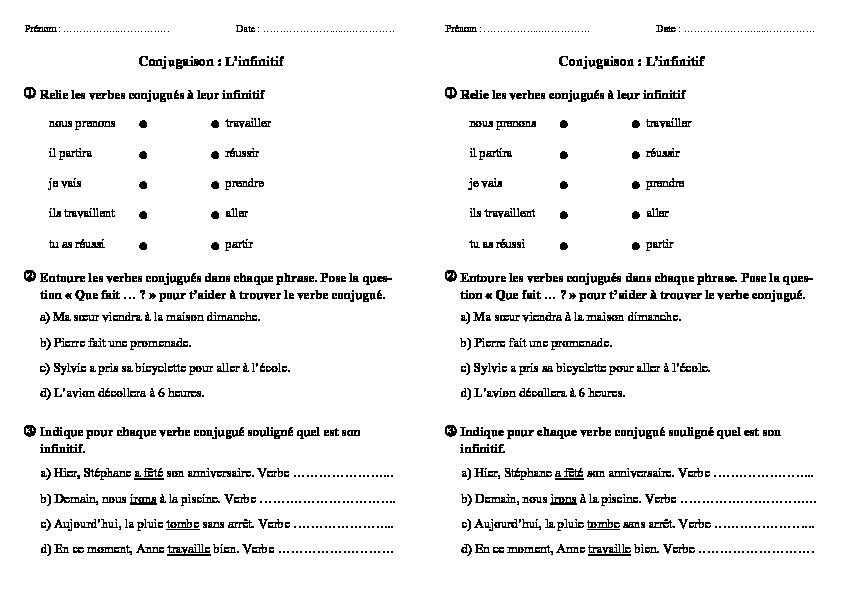 [PDF] Le verbe à linfinitif (exercices)