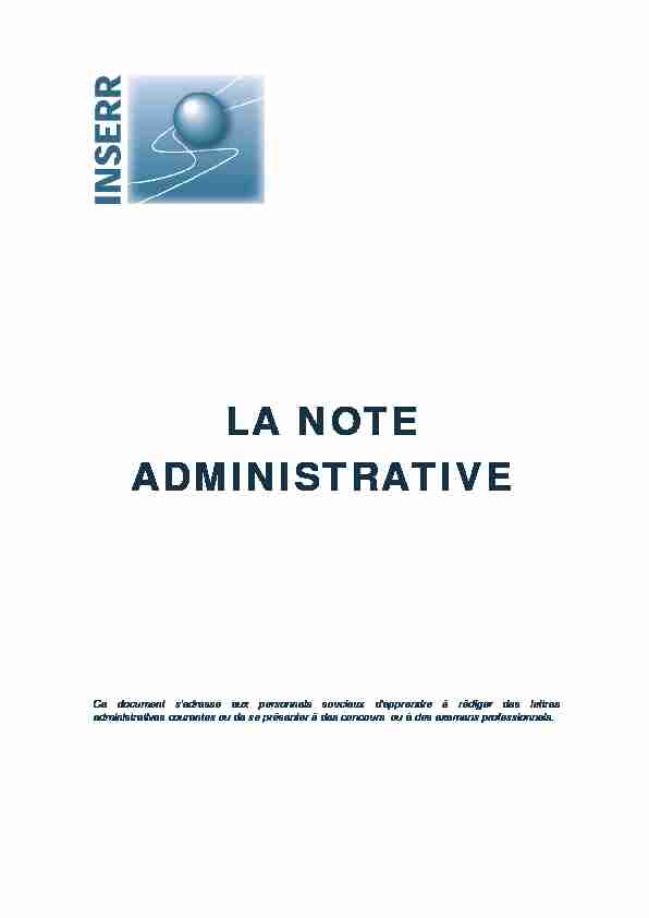 [PDF] LA NOTE ADMINISTRATIVE - lINSERR
