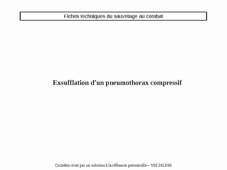 Exsufflation dun pneumothorax compressif