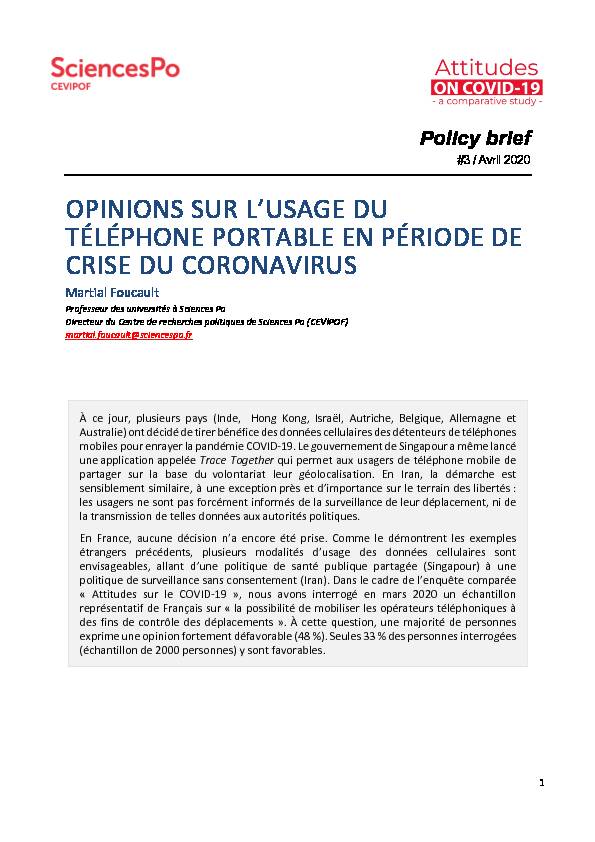 [PDF] OPINIONS SUR LUSAGE DU TÉLÉPHONE  - Sciences Po