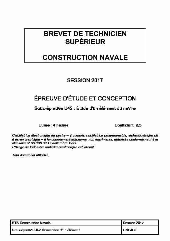 BREVET DE TECHNICIEN SUPÉRIEUR CONSTRUCTION NAVALE