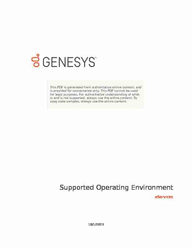 Supported Operating Environment