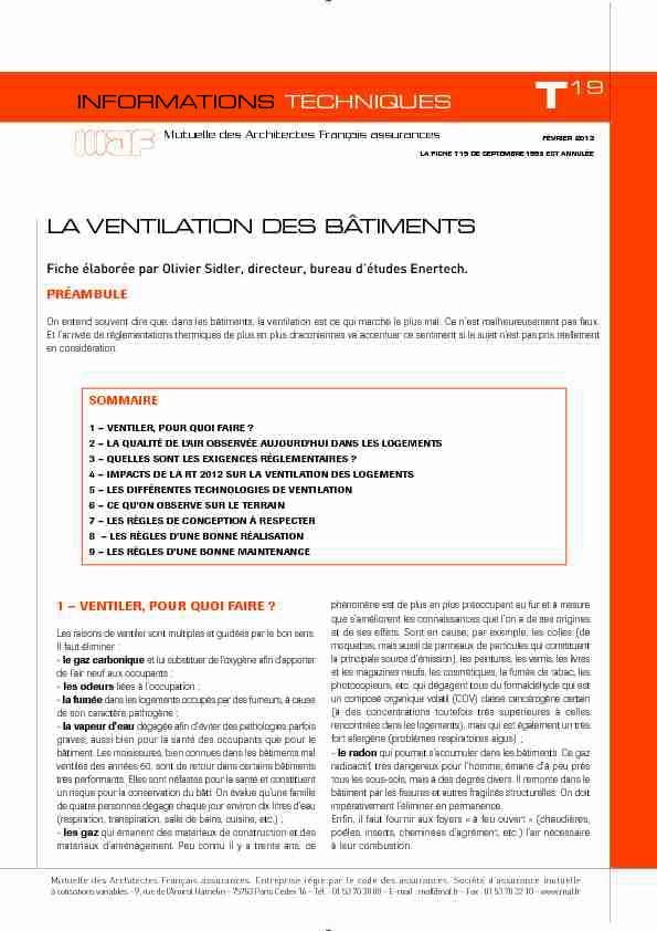 [PDF] LA VENTILATION DES BÂ TIMENTS - Enertech