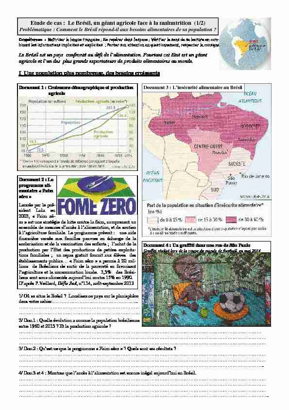 [PDF] Etude de cas : Le Brésil un géant agricole face à la malnutrition (1/2)