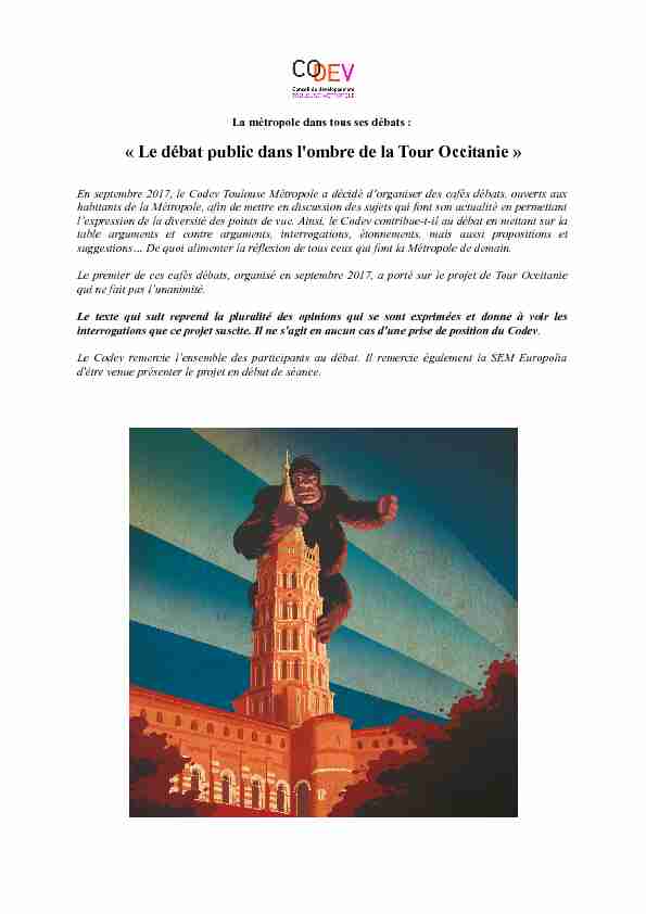 « Le débat public dans lombre de la Tour Occitanie »