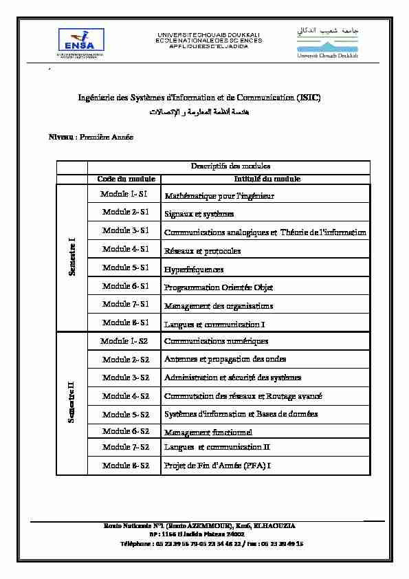 [PDF] Ingénierie des Systèmes dInform rie des Systèmes d  - ENSAJ
