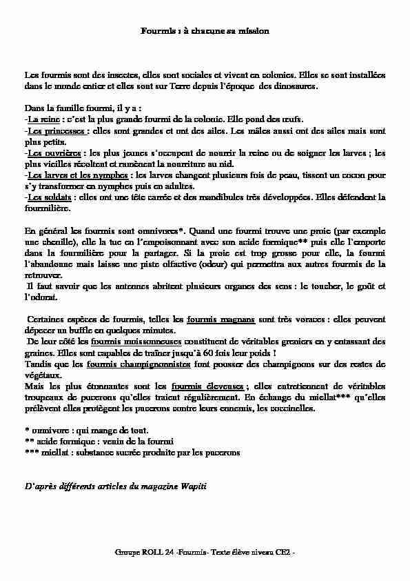 [PDF] Fourmis texte élève - ROLL