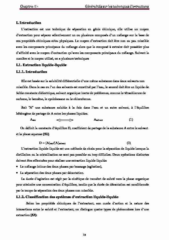 [PDF] Chapitre II Généralités sur les techniques dextraction