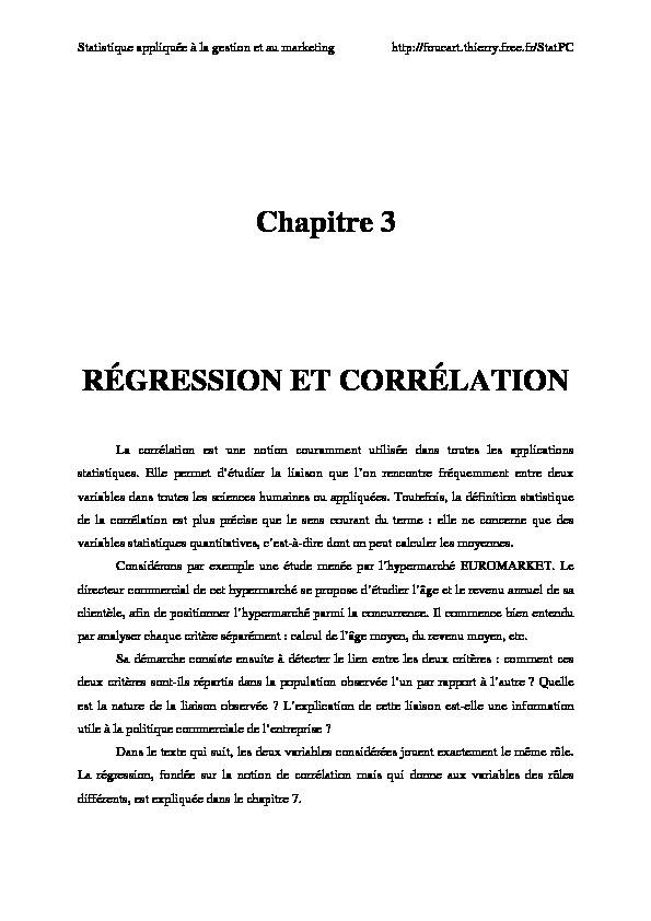 [PDF] Chapitre 3 RÉGRESSION ET CORRÉLATION - Statistiques
