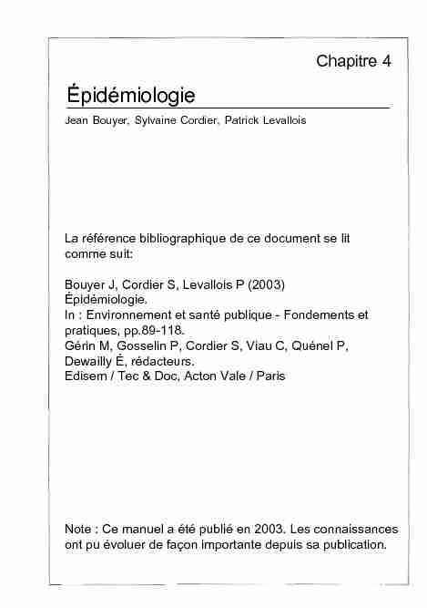 [PDF] Épidémiologie - ESPUM