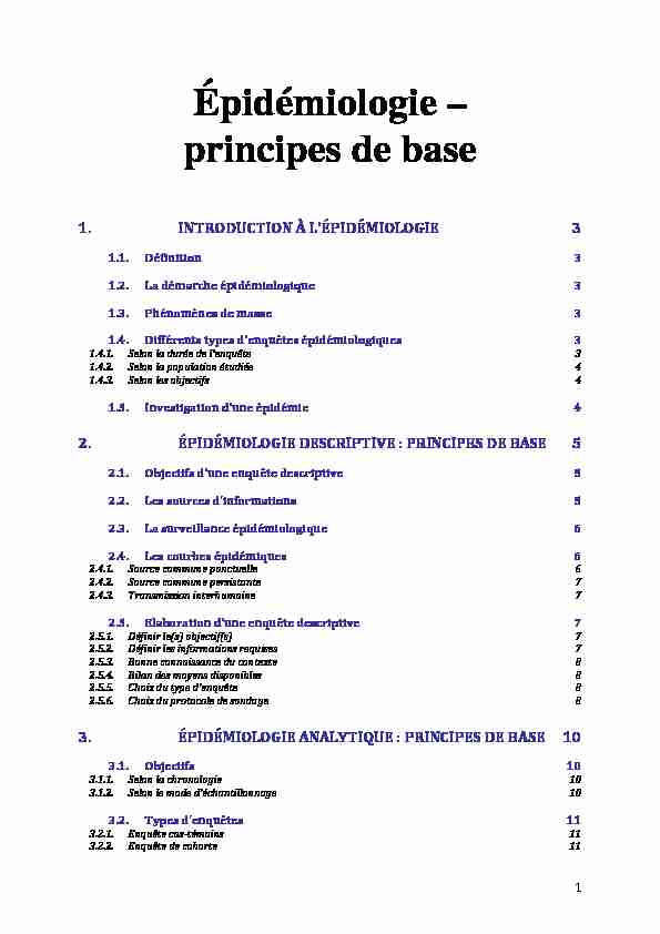 [PDF] Épidémiologie – principes de base - Laboratoire de santé publique