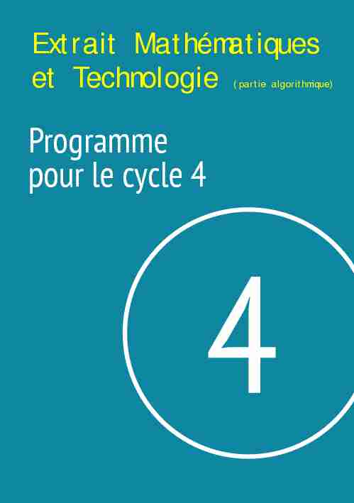 Programme pour le cycle 4