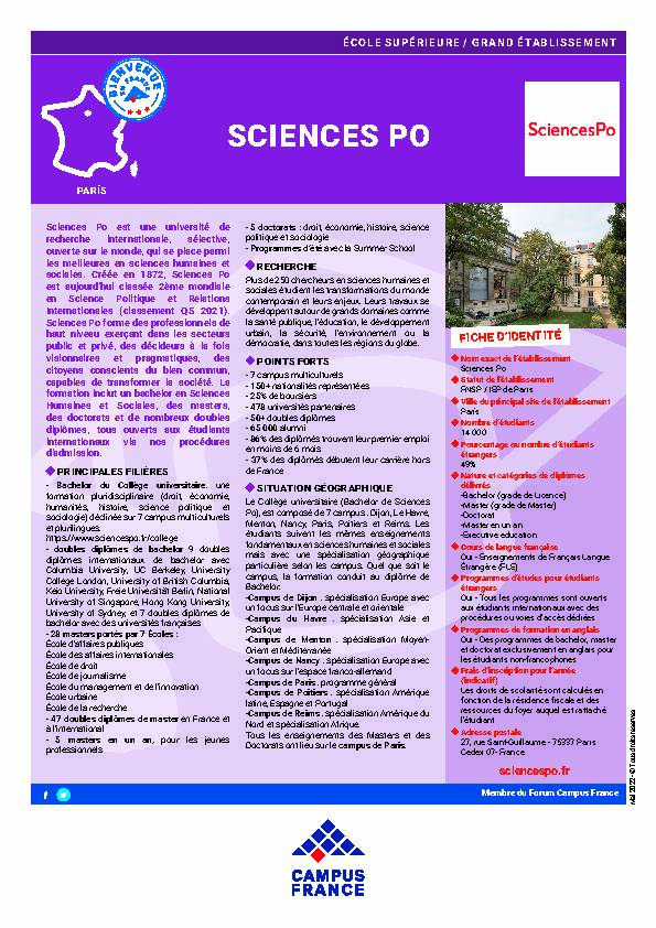 [PDF] Sciences Po Paris - Campus France