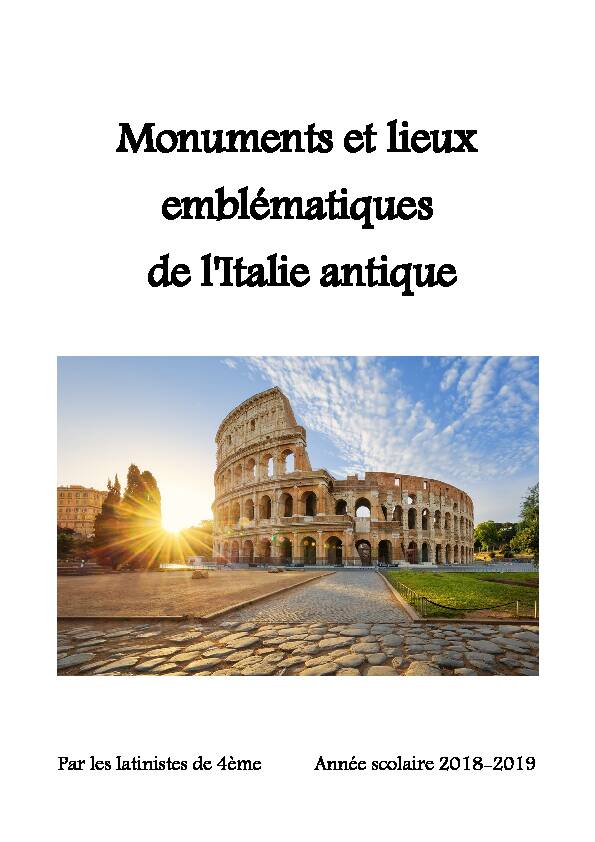 [PDF] Monuments et lieux emblématiques de lItalie antique