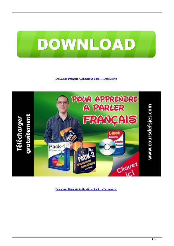 Download Francais Authentique Pack 1 Decouverte