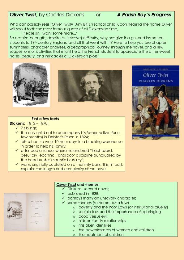 [PDF] Oliver Twist by Charles Dickens or A Parish Boys Progress