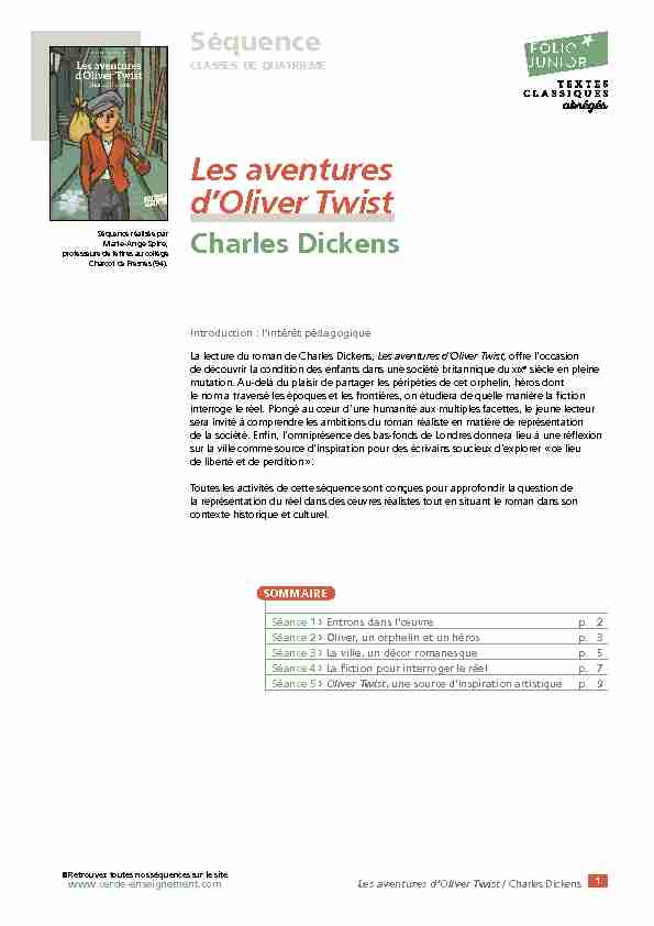 [PDF] Les aventures dOliver Twist - Cercle Gallimard de lenseignement