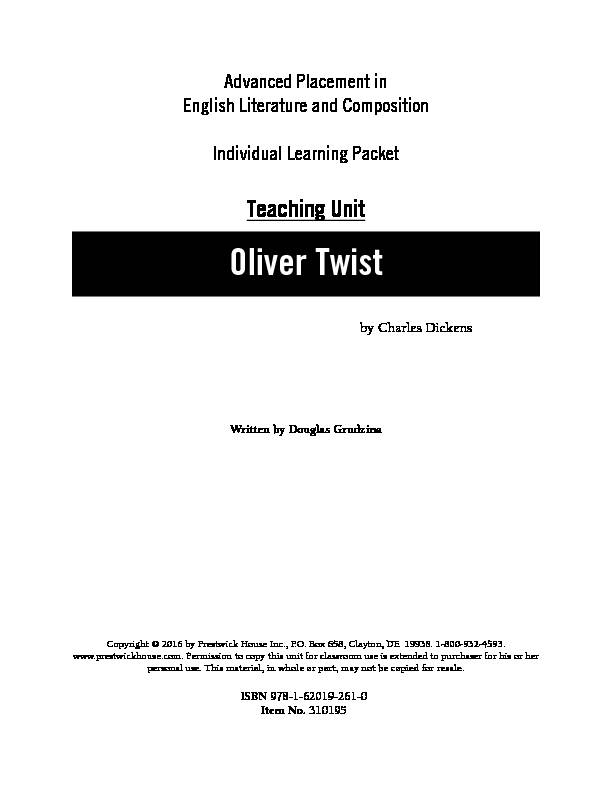 Oliver Twist - Advanced Placement Teaching Unit