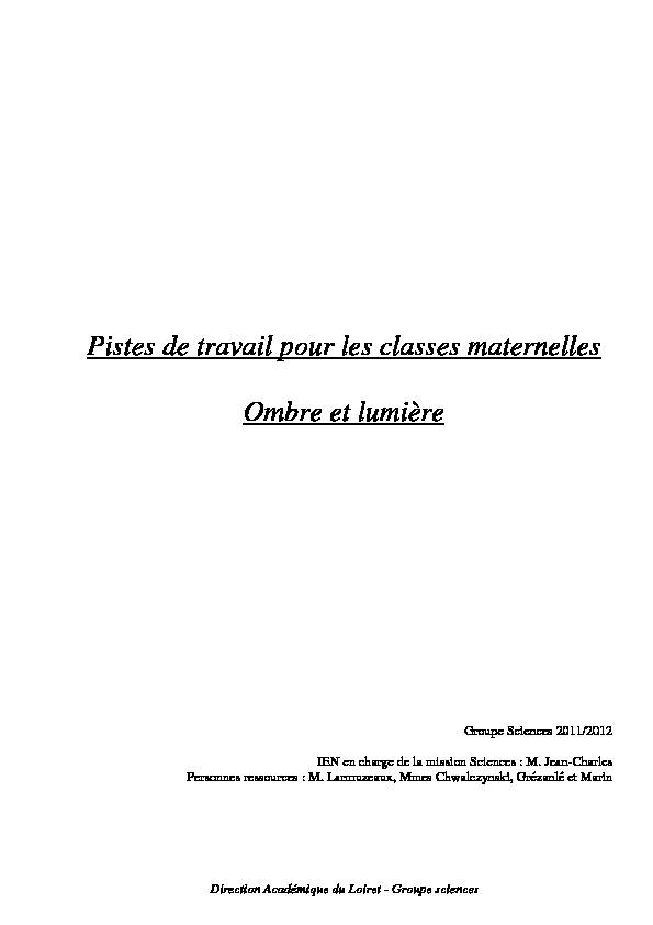 [PDF] (Ombre et lumi\350re - maternelle) - Académie dOrléans-Tours