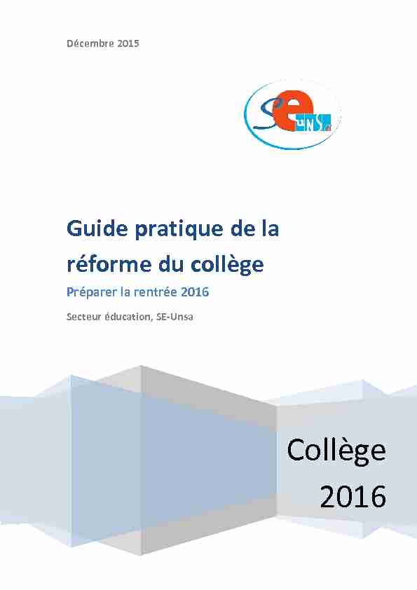 [PDF] Guide pratique de la réforme du collège - SE-UNSA