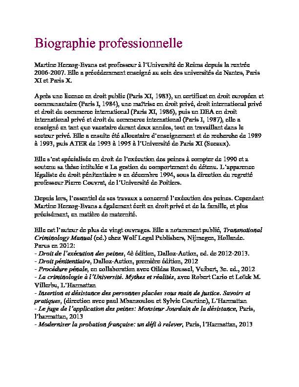 [PDF] Biographie professionnelle - APCARS