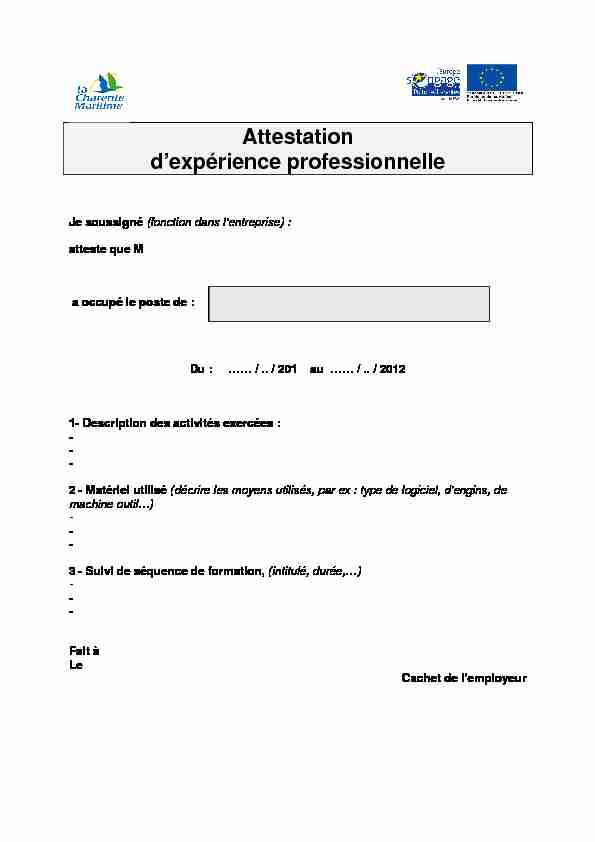 [PDF] Attestation dexpérience professionnelle