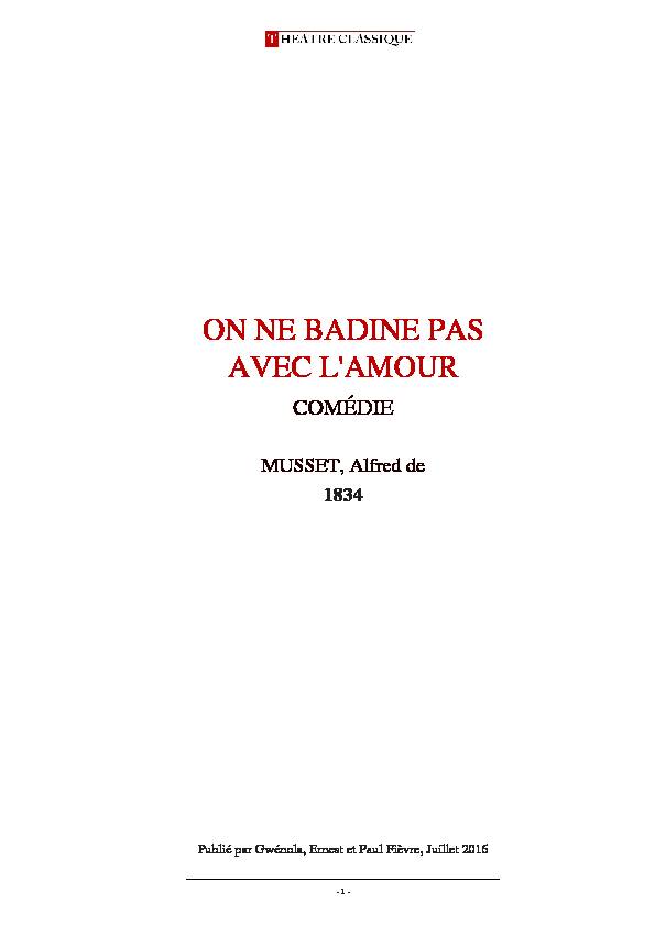 [PDF] ON NE BADINE PAS AVEC LAMOUR COMÉDIE