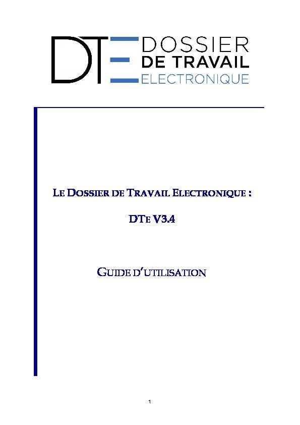 le dossier de travail electronique : dte v3.4