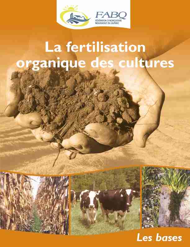 La fertilisation organique des cultures