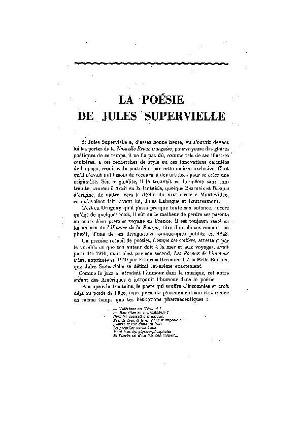 [PDF] LA POÉSIE DE JULES SUPERVIELLE - Revue des Deux Mondes