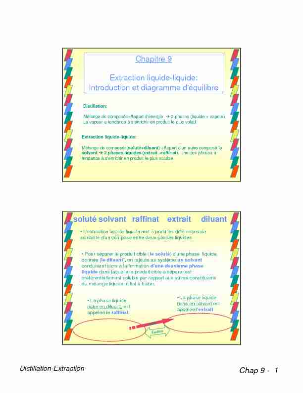 [PDF] Chap 9 - 1 Chapitre 9 Extraction liquide-liquide: Introduction et