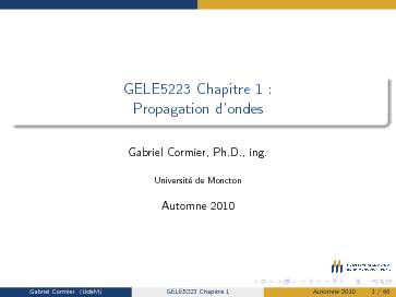 [PDF] GELE5223 Chapitre 1 : Propagation dondes - Université de Moncton