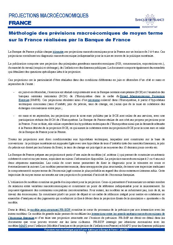 Méthologie des prévisions  - Banque de France