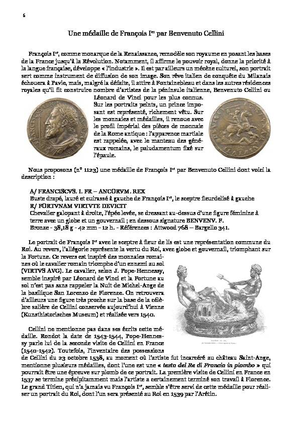 Une médaille de François Ier par Benvenuto Cellini - iNumis