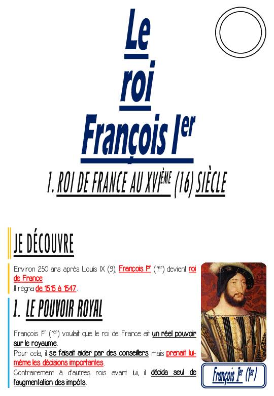 Environ 250 ans après Louis IX (9) François I - laclassebleue