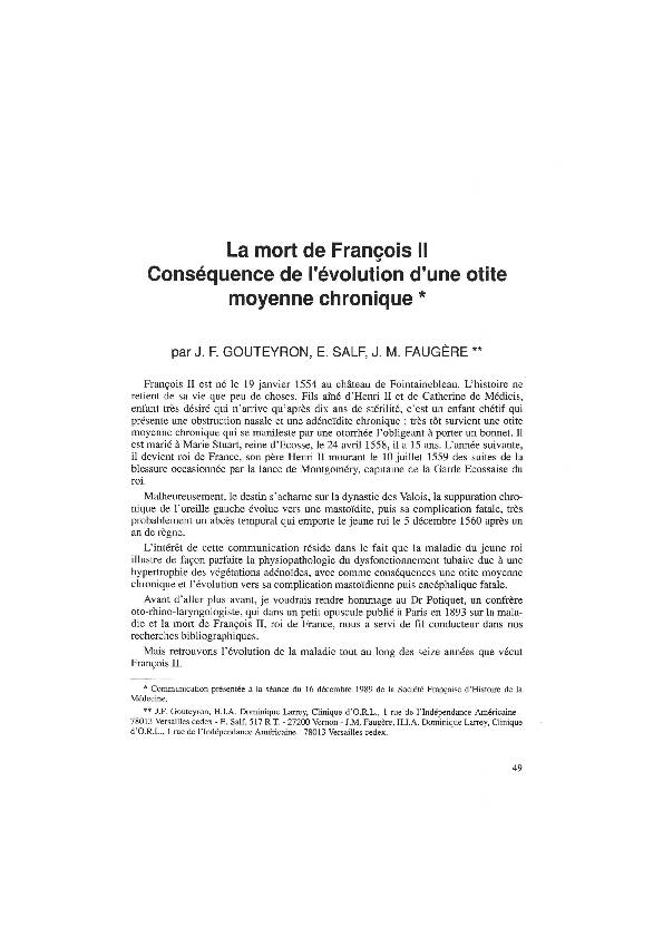 [PDF] La mort de François II Conséquence de lévolution dune otite