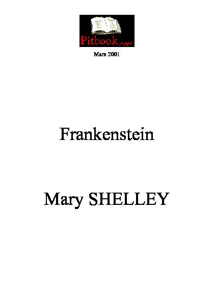 Frankenstein Mary SHELLEY - Pitbookcom