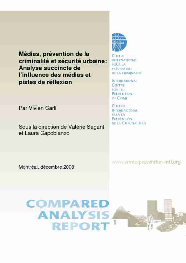 Médias prévention de la criminalité et sécurité urbaine: Analyse