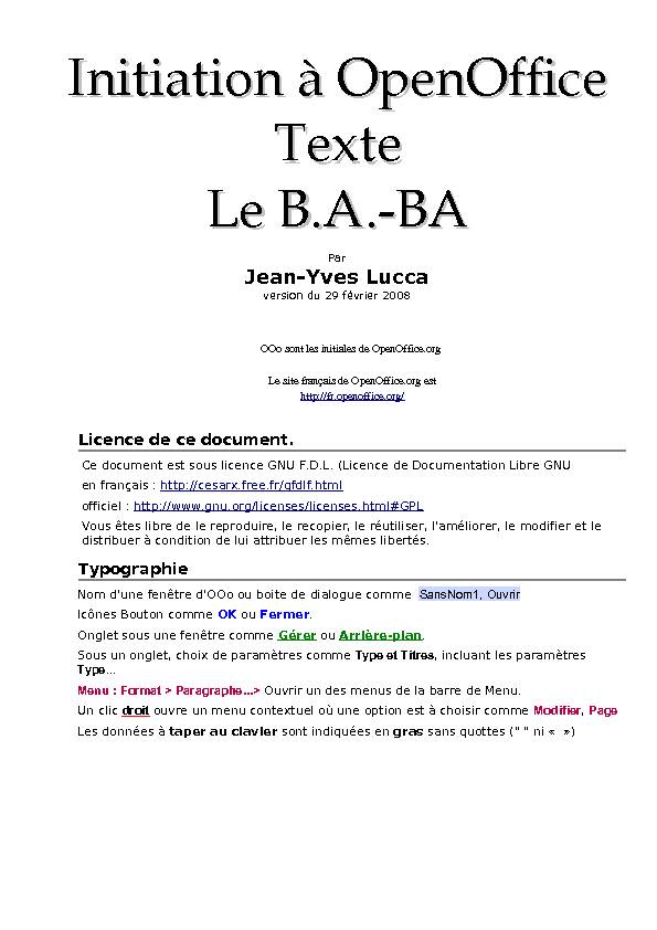 [PDF] Initiation à OpenOffice Texte Le BA-BA
