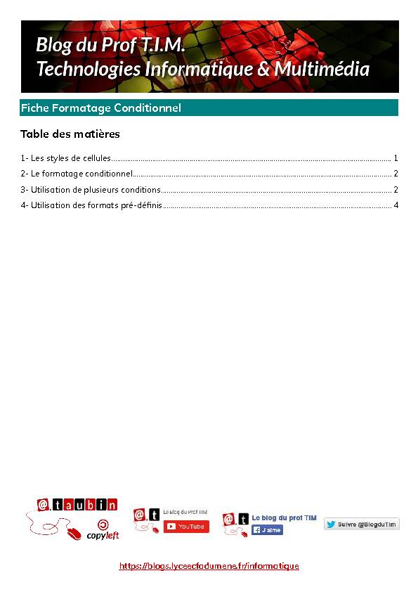 [PDF] Fiche Formatage conditionnel