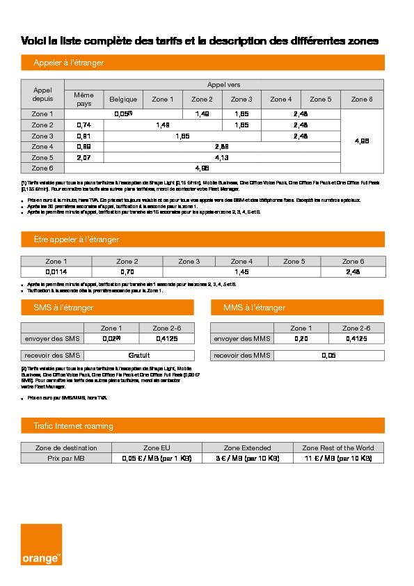 [PDF] Voici la liste complète des tarifs et la description  - Orange Business